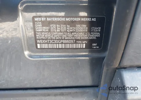 2016 BMW X1 xDrive28I from USA, damaged, VIN WBXHT3C30GP886097